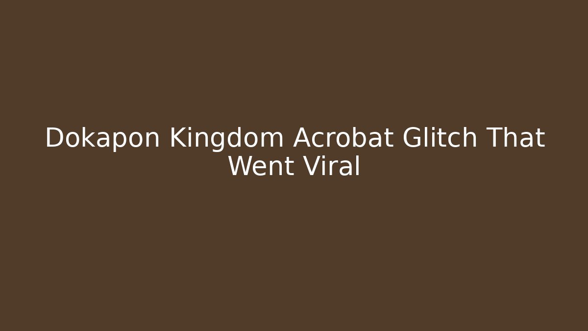 Dokapon Kingdom Acrobat Glitch That Went Viral
