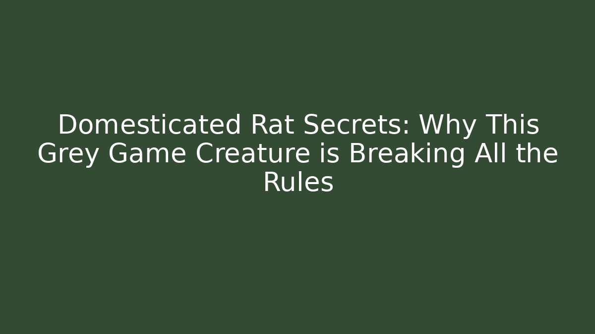 Domesticated Rat Secrets: Why This Grey Game Creature is Breaking All the Rules