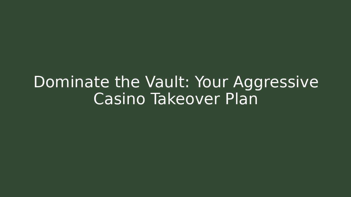 Dominate the Vault: Your Aggressive Casino Takeover Plan