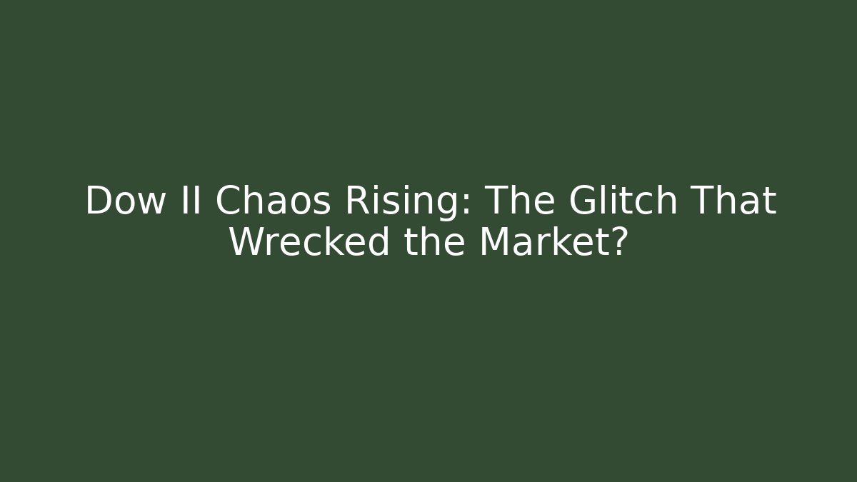 Dow II Chaos Rising: The Glitch That Wrecked the Market?