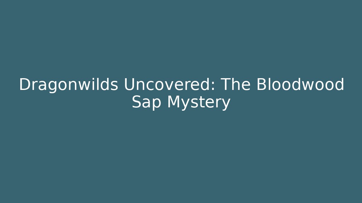 Dragonwilds Uncovered: The Bloodwood Sap Mystery