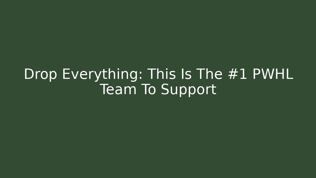 Drop Everything: This Is The #1 PWHL Team To Support