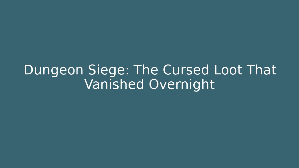 Dungeon Siege: The Cursed Loot That Vanished Overnight