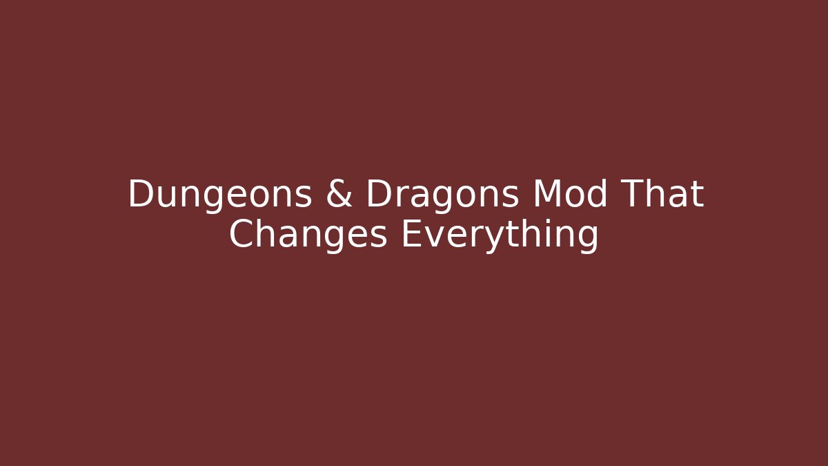 Dungeons & Dragons Mod That Changes Everything - Critter Realm