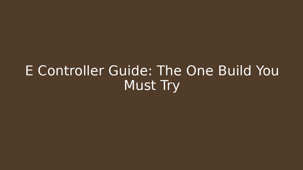 E Controller Guide: The One Build You Must Try
