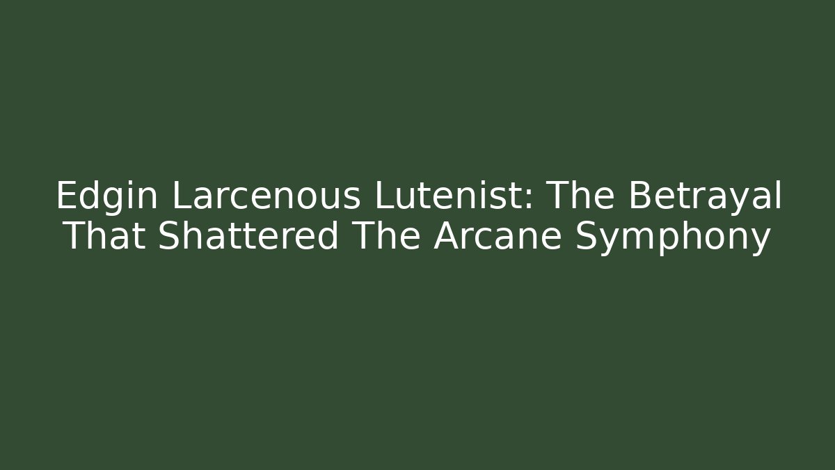 Edgin Larcenous Lutenist: The Betrayal That Shattered The Arcane Symphony
