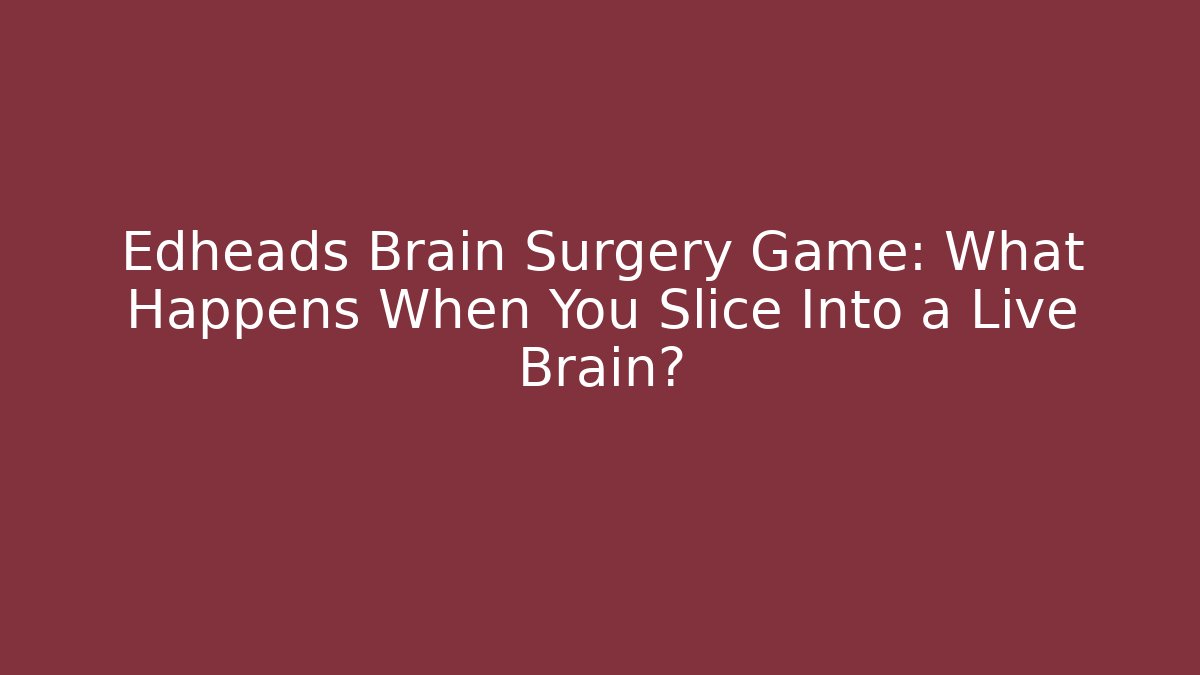 Edheads Brain Surgery Game: What Happens When You Slice Into a Live Brain?