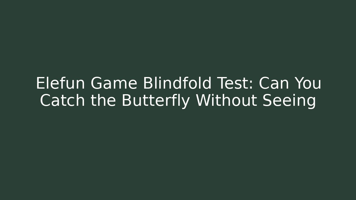 Elefun Game Blindfold Test: Can You Catch the Butterfly Without Seeing