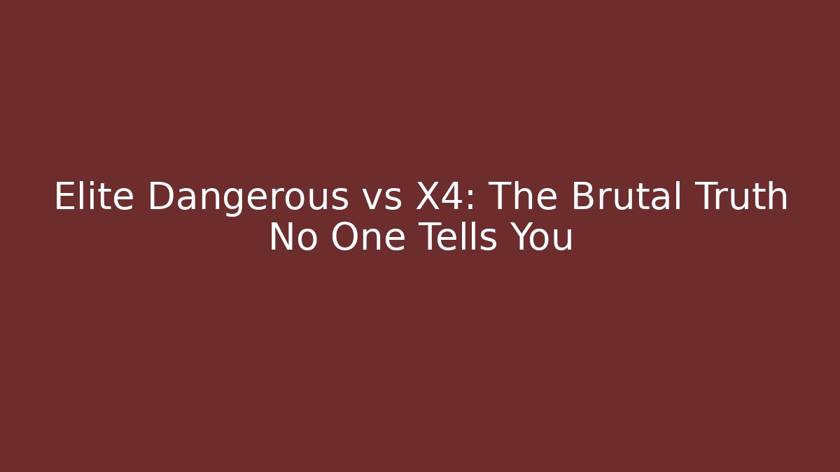 Elite Dangerous vs X4: The Brutal Truth No One Tells You