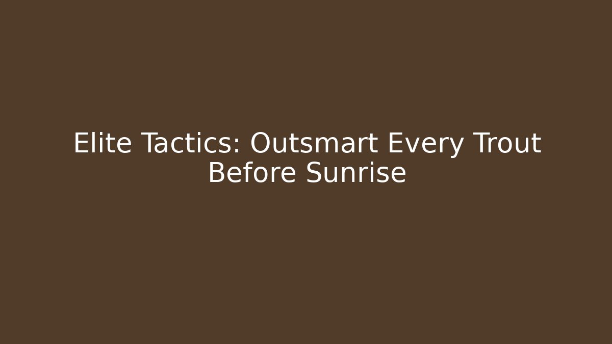 Elite Tactics: Outsmart Every Trout Before Sunrise