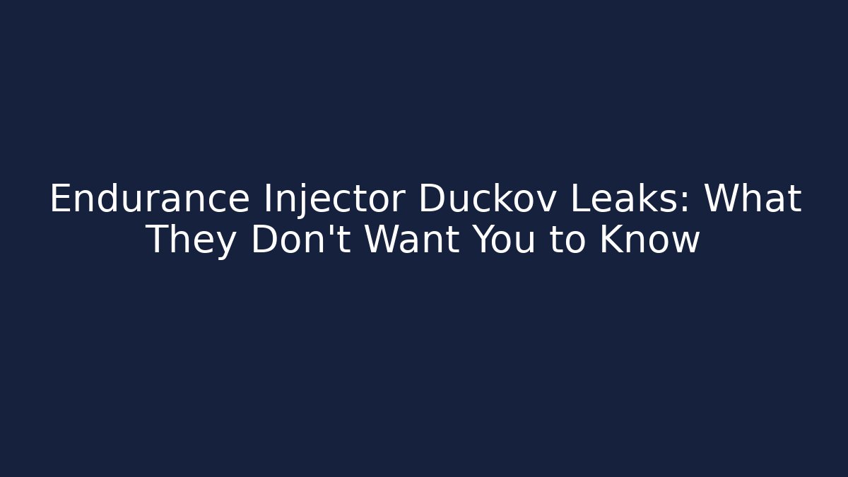 Endurance Injector Duckov Leaks: What They Don’t Want You to Know