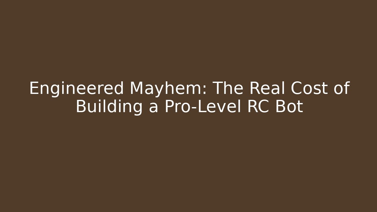Engineered Mayhem: The Real Cost of Building a Pro-Level RC Bot