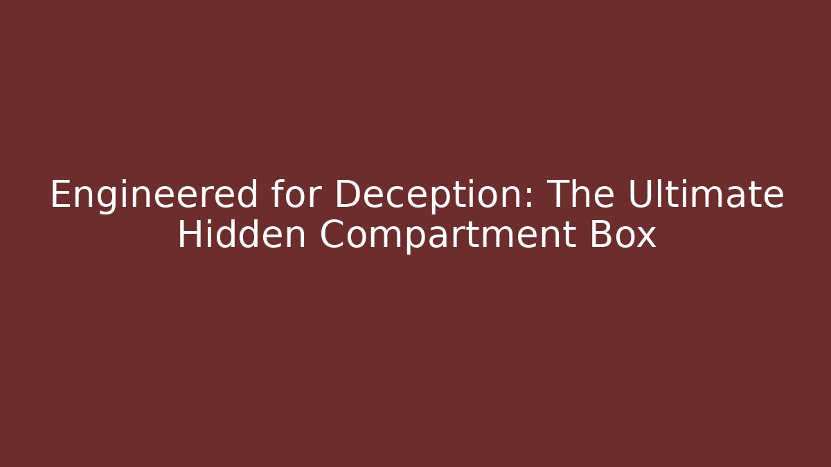 Engineered for Deception: The Ultimate Hidden Compartment Box - Critter Realm