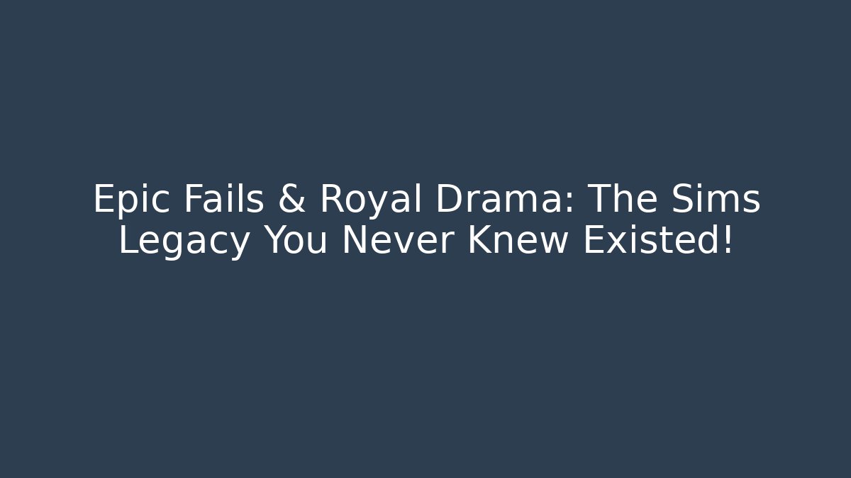 Epic Fails & Royal Drama: The Sims Legacy You Never Knew Existed!