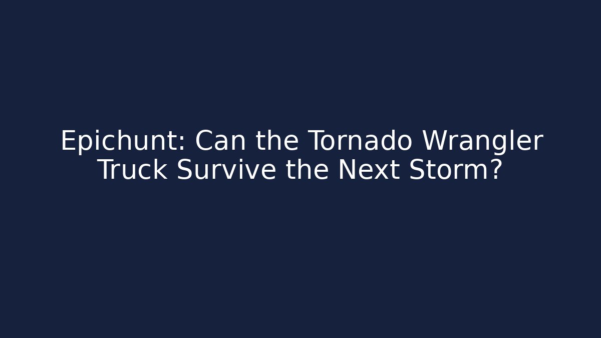 Epichunt: Can the Tornado Wrangler Truck Survive the Next Storm?
