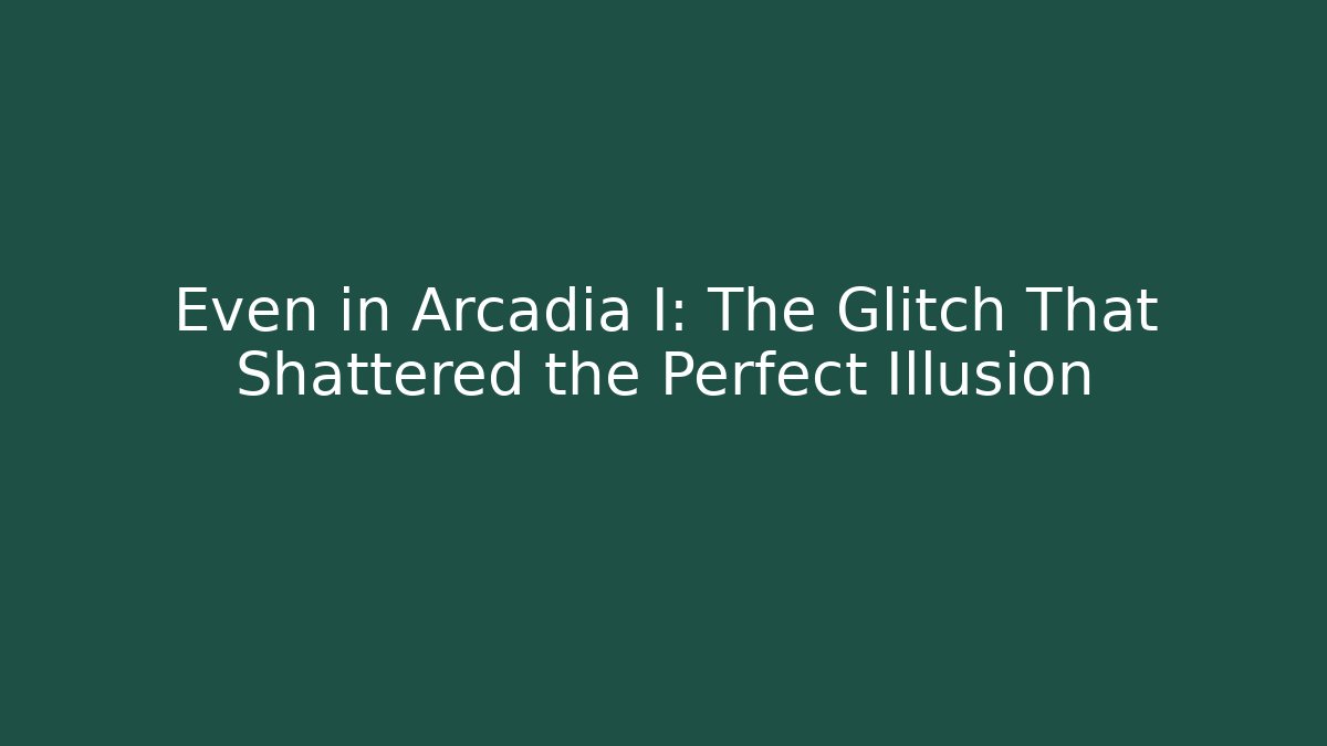 Even in Arcadia I: The Glitch That Shattered the Perfect Illusion