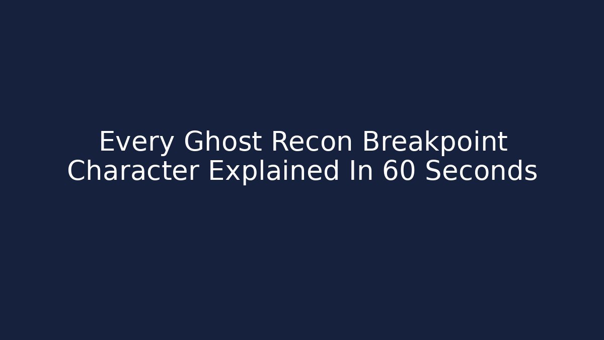 Every Ghost Recon Breakpoint Character Explained In 60 Seconds - Critter Realm