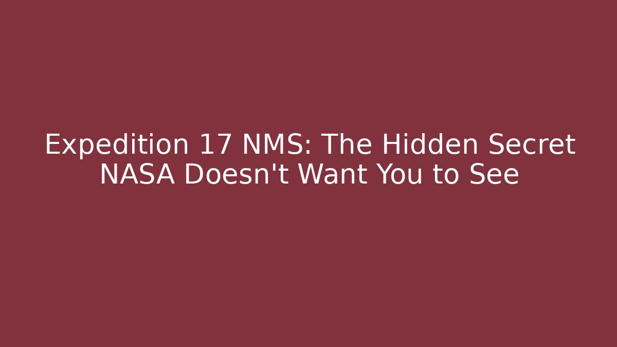 Expedition 17 NMS: The Hidden Secret NASA Doesn't Want You to See