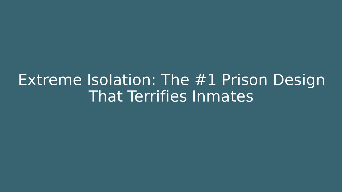 Extreme Isolation: The #1 Prison Design That Terrifies Inmates