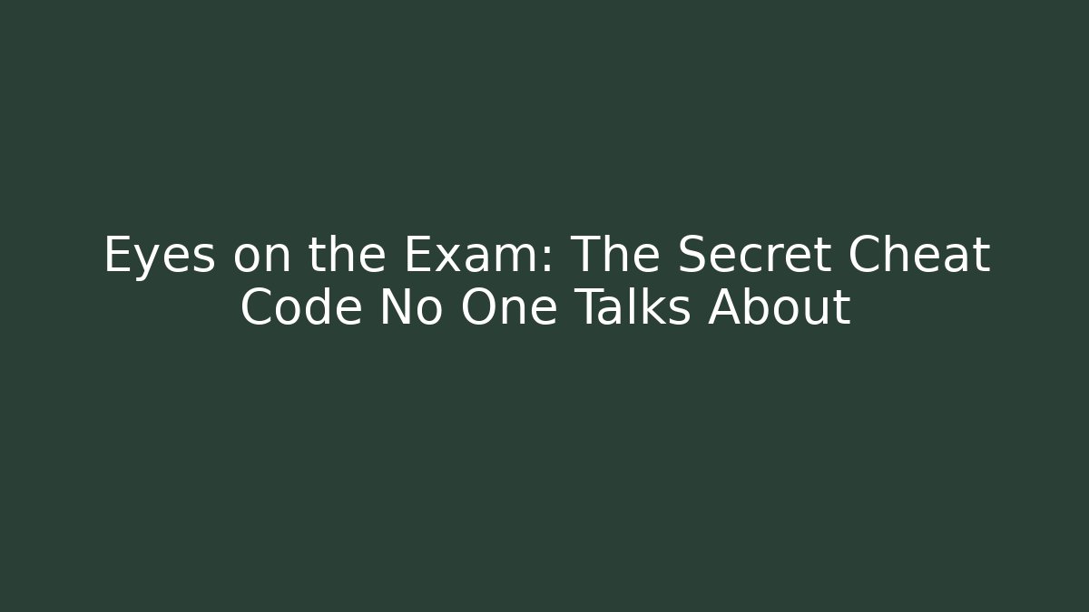 Eyes on the Exam: The Secret Cheat Code No One Talks About