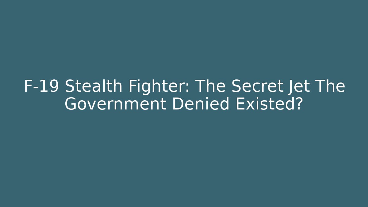 F-19 Stealth Fighter: The Secret Jet The Government Denied Existed?