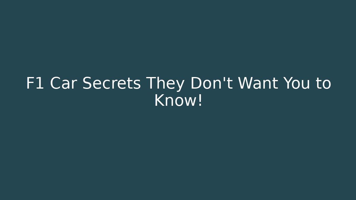 F1 Car Secrets They Don't Want You to Know!