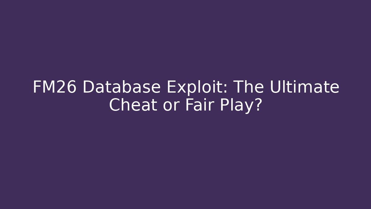 FM26 Database Exploit: The Ultimate Cheat or Fair Play?