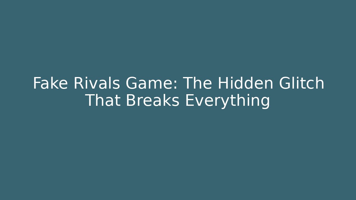Fake Rivals Game: The Hidden Glitch That Breaks Everything
