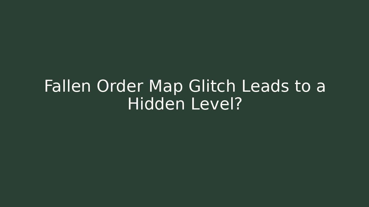 Fallen Order Map Glitch Leads to a Hidden Level?
