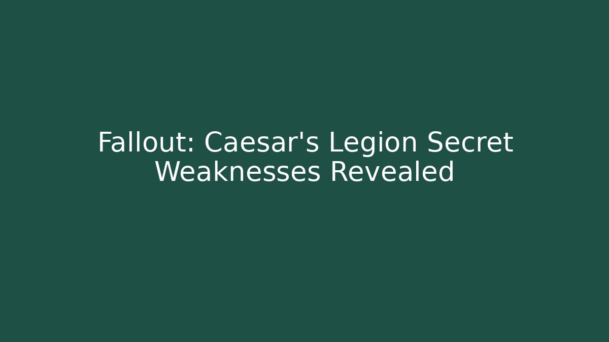 Fallout: Caesar's Legion Secret Weaknesses Revealed