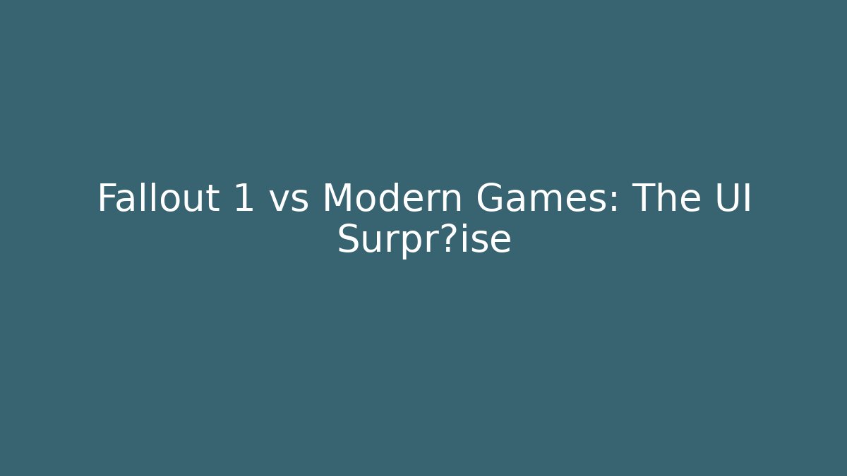 Fallout 1 vs Modern Games: The UI Surprеise