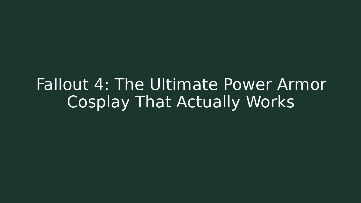 Fallout 4: The Ultimate Power Armor Cosplay That Actually Works