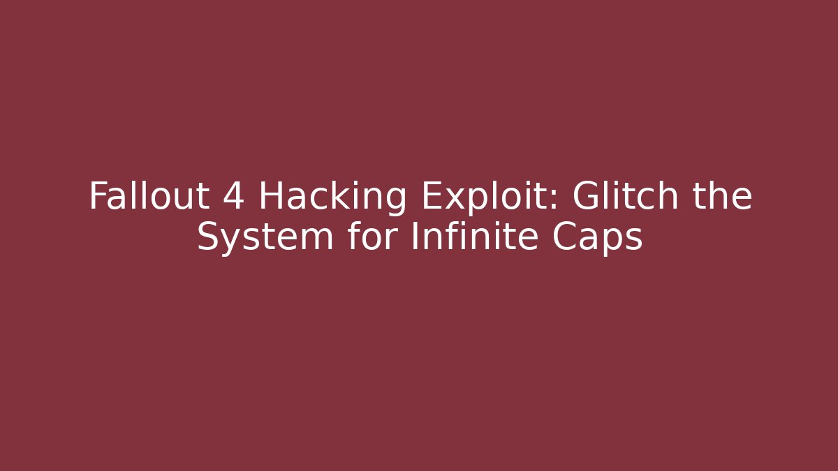 Fallout 4 Hacking Exploit: Glitch the System for Infinite Caps