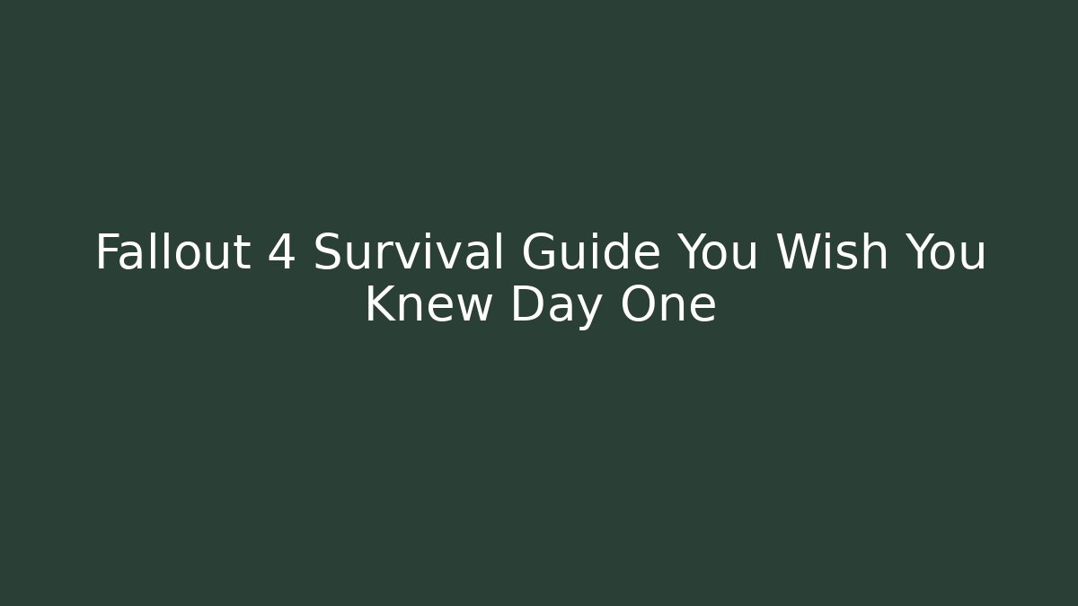 Fallout 4 Survival Guide You Wish You Knew Day One