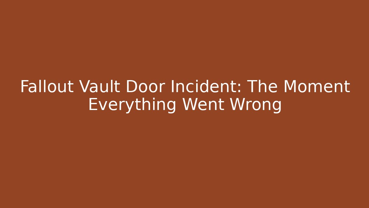 Fallout Vault Door Incident: The Moment Everything Went Wrong - Critter Realm