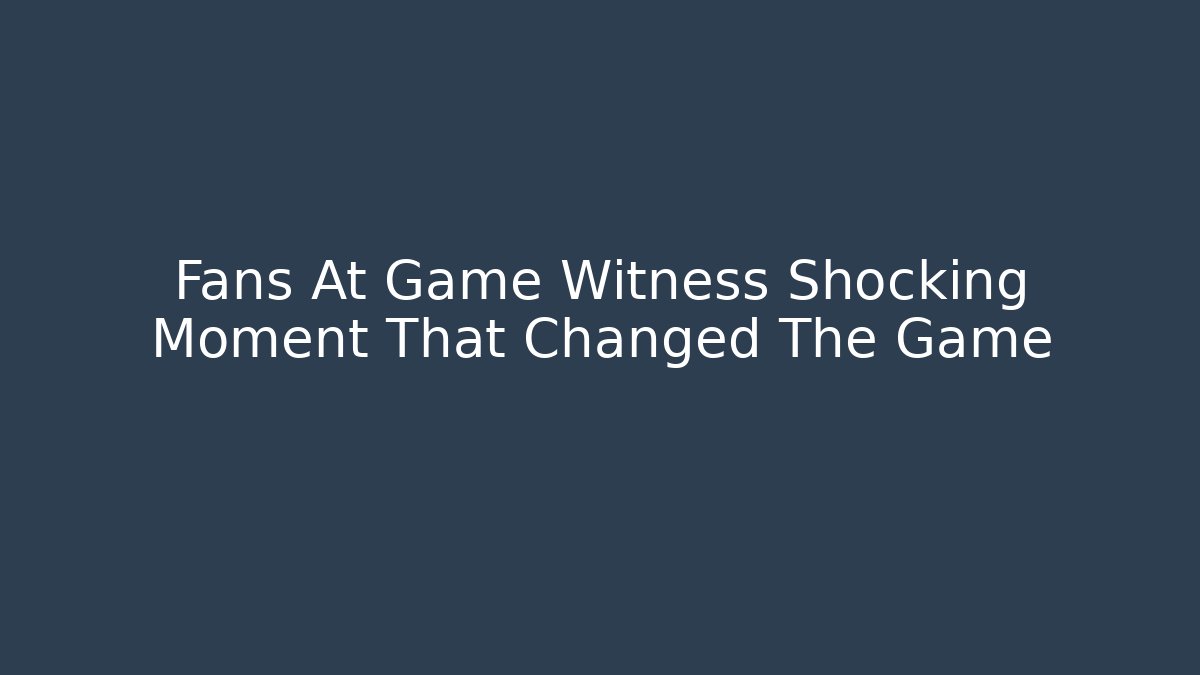Fans At Game Witness Shocking Moment That Changed The Game