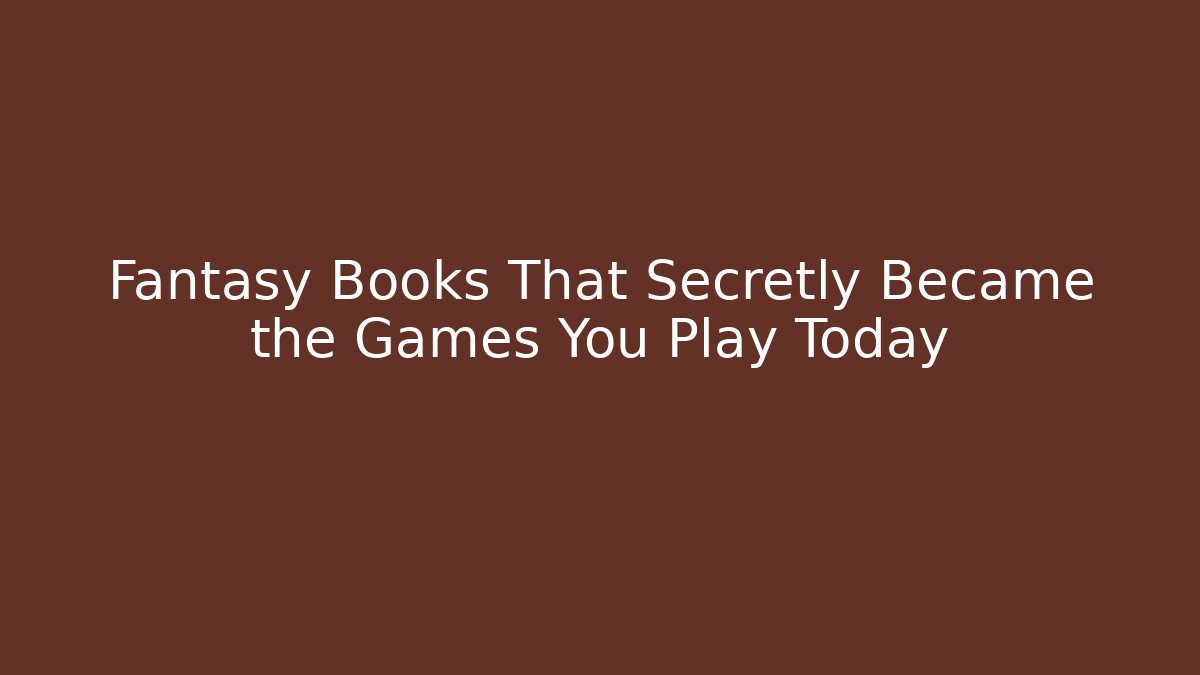 Fantasy Books That Secretly Became the Games You Play Today