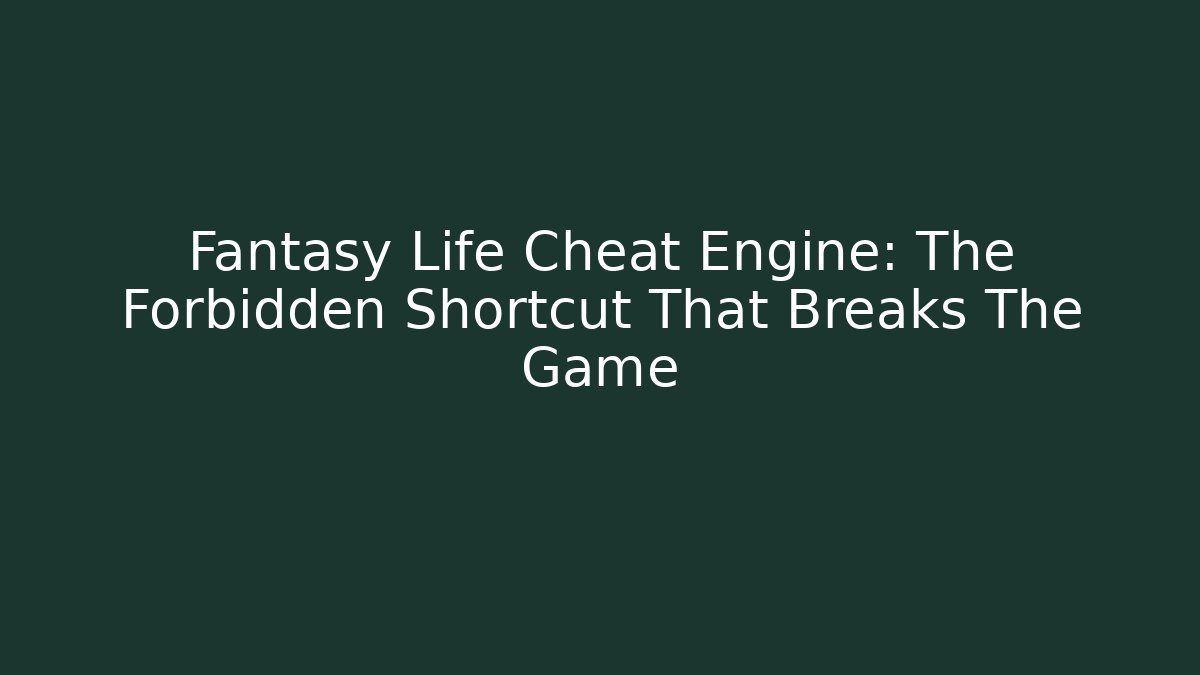 Fantasy Life Cheat Engine: The Forbidden Shortcut That Breaks The Game