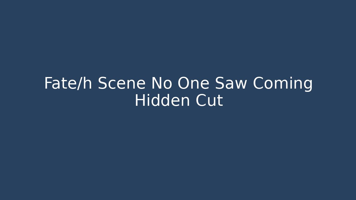 Fate/h Scene No One Saw Coming Hidden Cut