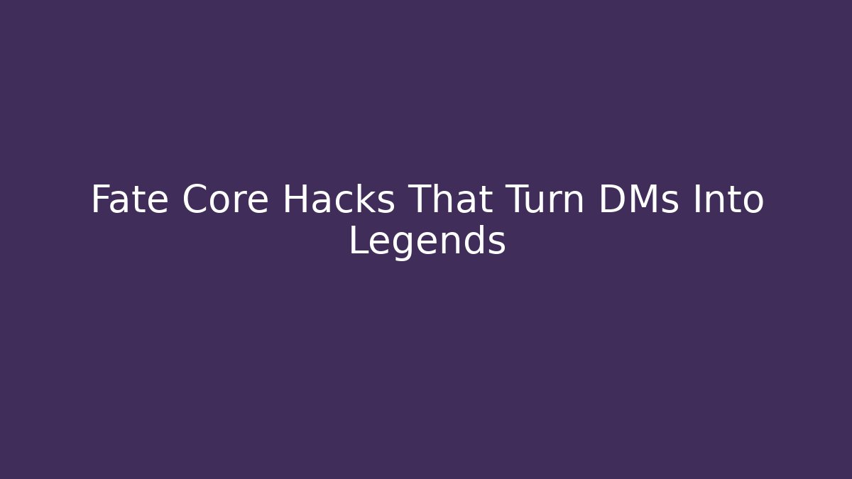 Fate Core Hacks That Turn DMs Into Legends
