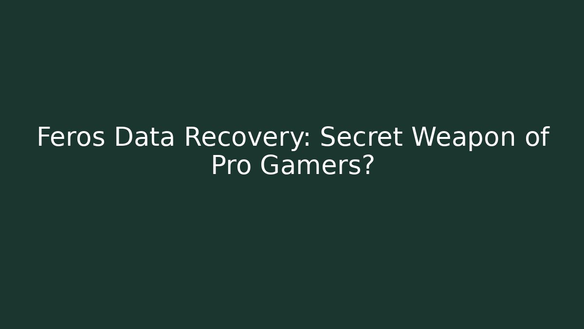 Feros Data Recovery: Secret Weapon of Pro Gamers?