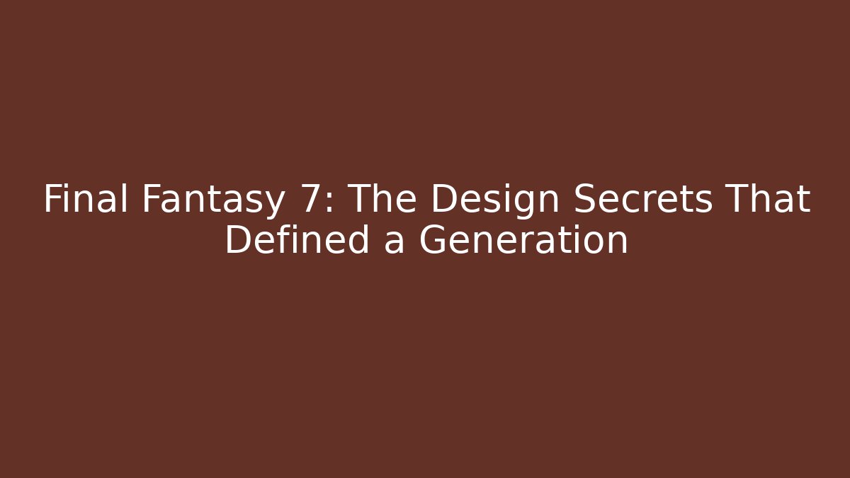 Final Fantasy 7: The Design Secrets That Defined a Generation