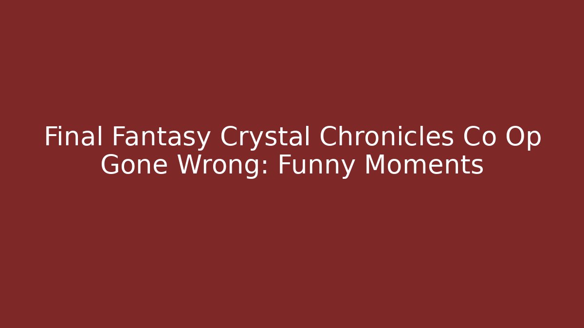 Final Fantasy Crystal Chronicles Co Op Gone Wrong: Funny Moments