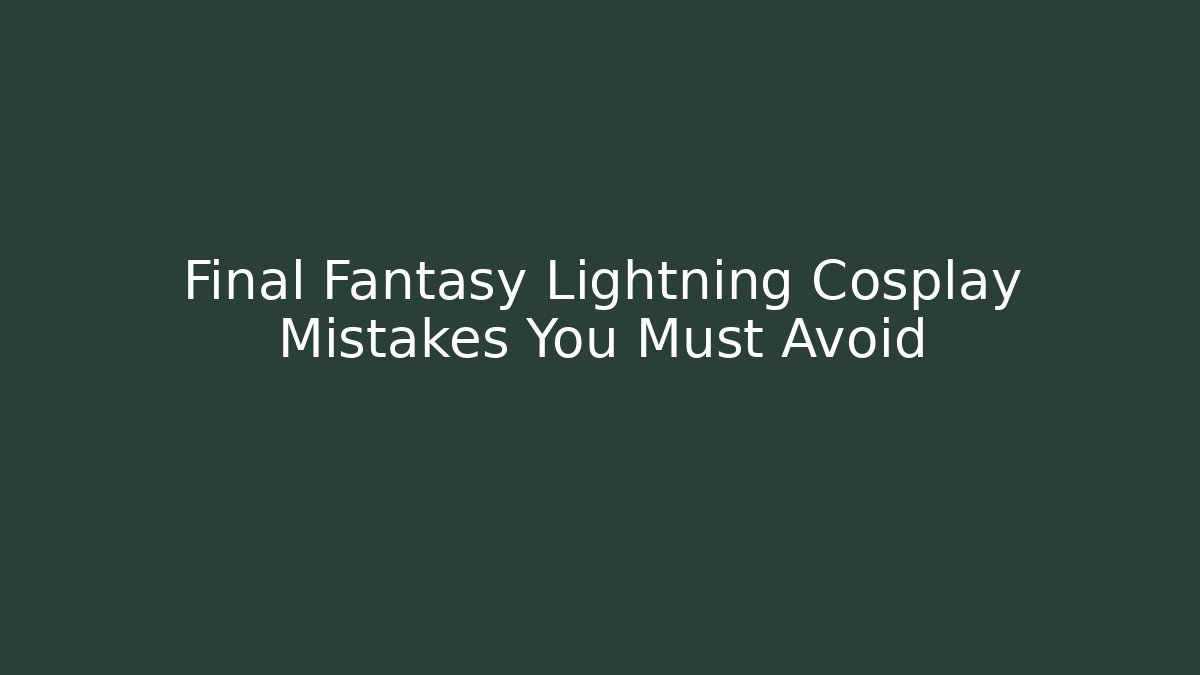 Final Fantasy Lightning Cosplay Mistakes You Must Avoid