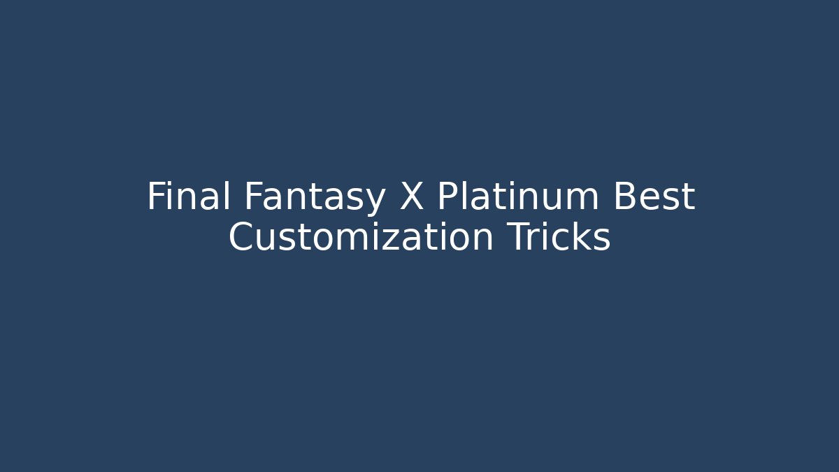 Final Fantasy X Platinum Best Customization Tricks