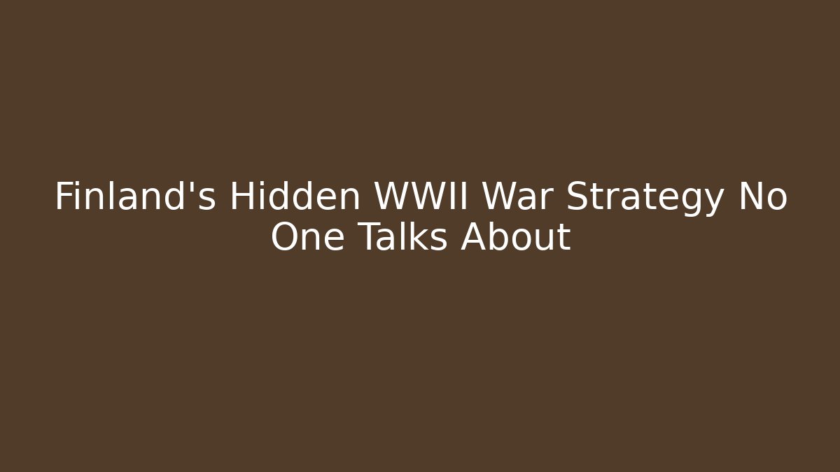 Finland's Hidden WWII War Strategy No One Talks About