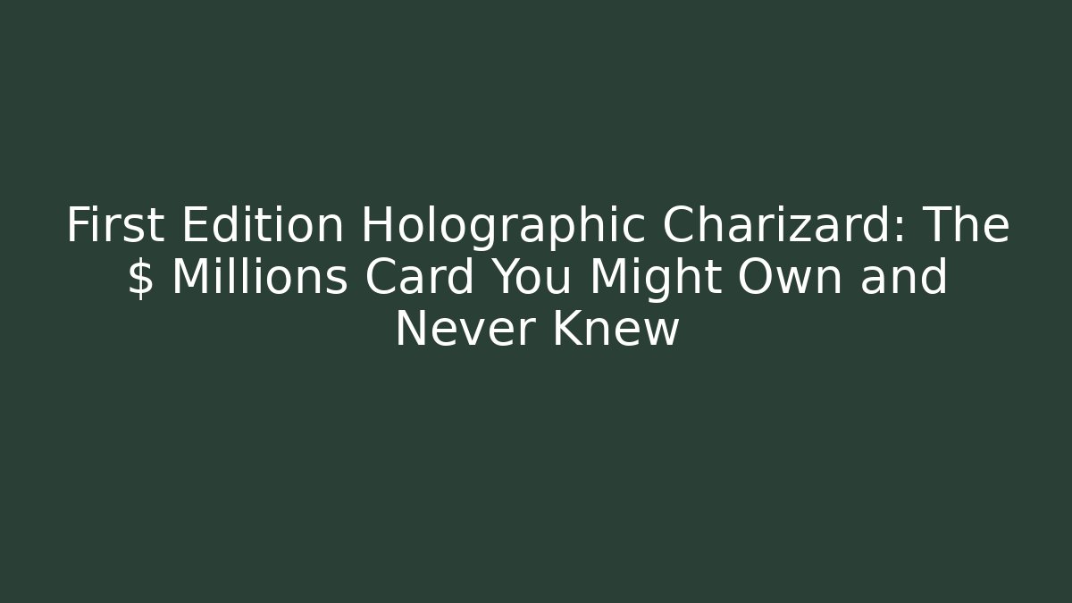 First Edition Holographic Charizard: The $ Millions Card You Might Own and Never Knew