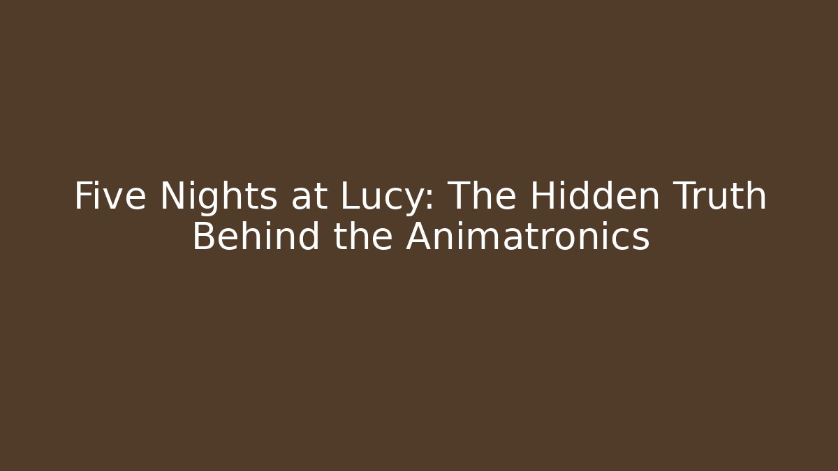 Five Nights at Lucy: The Hidden Truth Behind the Animatronics - Critter Realm