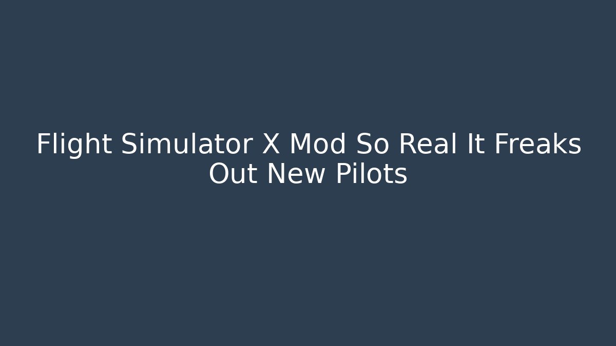 Flight Simulator X Mod So Real It Freaks Out New Pilots