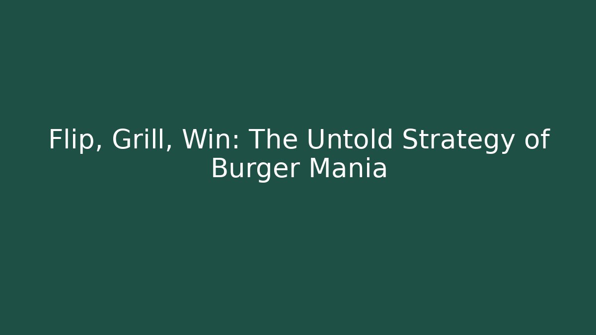 Flip, Grill, Win: The Untold Strategy of Burger Mania - Critter Realm